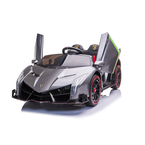 Lamborghini Veneno 12V 2-persoons elektrische kinderauto metallic grijs
