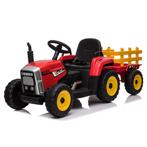 Elektrische kindertractor met aanhanger 12V Rood