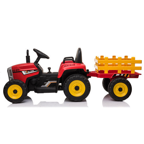 Elektrische kindertractor met aanhanger 12V Rood