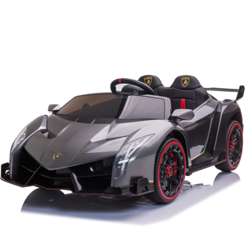 Lamborghini Veneno 12V 2-persoons elektrische kinderauto metallic grijs