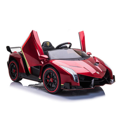 Lamborghini Veneno 12V 2 Persoons Kinderauto Metallic Rood
