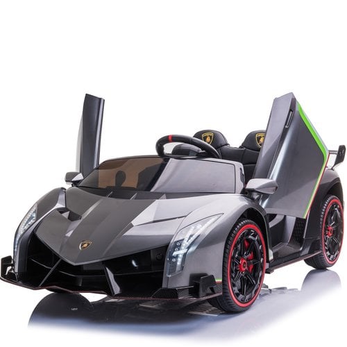 Lamborghini Veneno 12V 2-persoons elektrische kinderauto metallic grijs