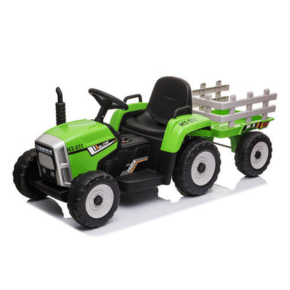 Elektrische kindertractor met aanhanger 12V Groen