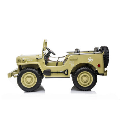 Willy’s Jeep Army 24V 3 persoons kinderauto beige