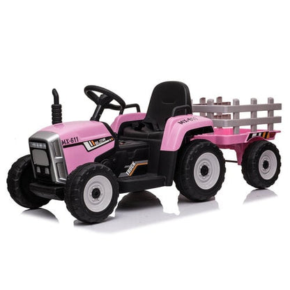 Elektrische kindertractor met aanhanger 12V Roze
