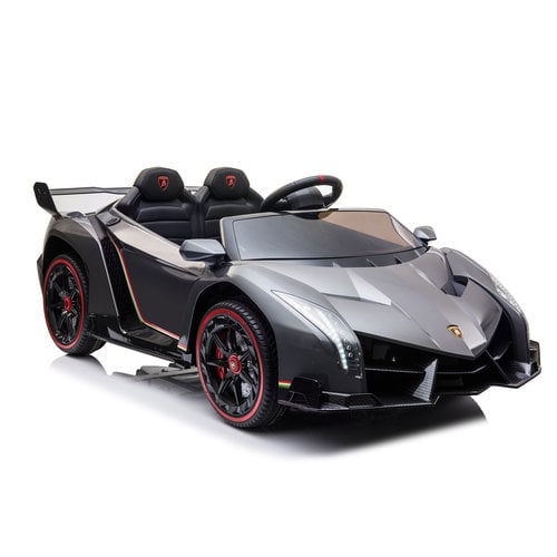 Lamborghini Veneno 12V 2-persoons elektrische kinderauto metallic grijs