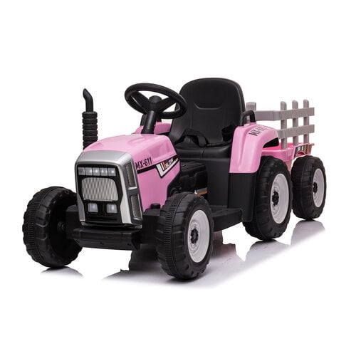 Electric children's tractor with trailer 12V Pink