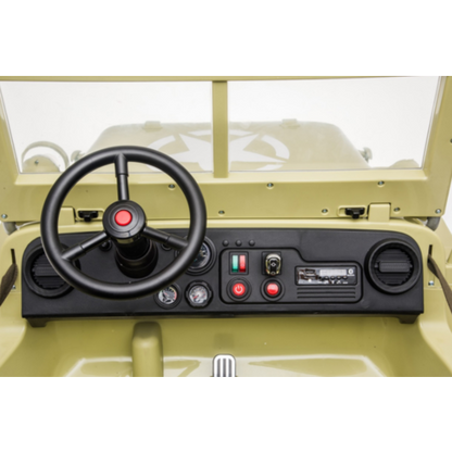 Willy’s Jeep Army 24V 3 persoons kinderauto beige