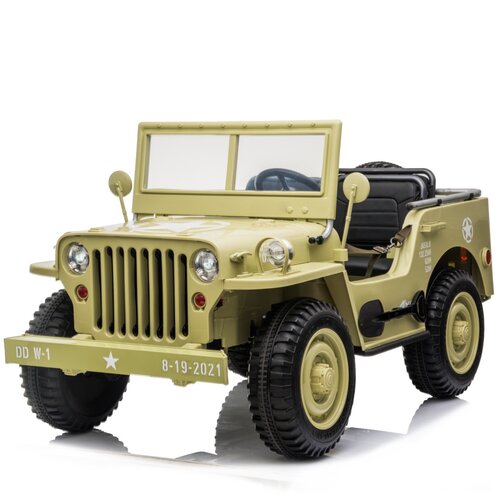 Willy’s Jeep Army 24V 3 persoons kinderauto beige