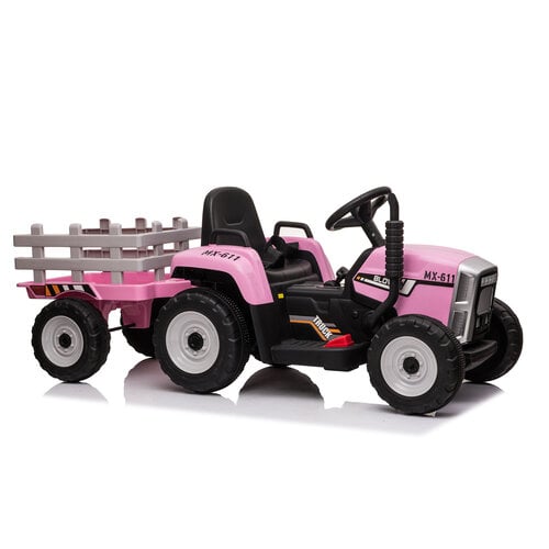 Electric children's tractor with trailer 12V Pink