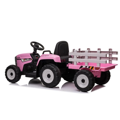 Electric children's tractor with trailer 12V Pink