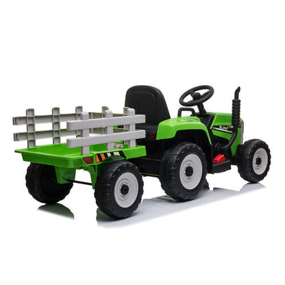 Elektrische kindertractor met aanhanger 12V Groen