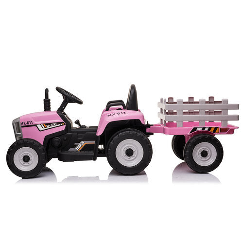 Elektrische kindertractor met aanhanger 12V Roze