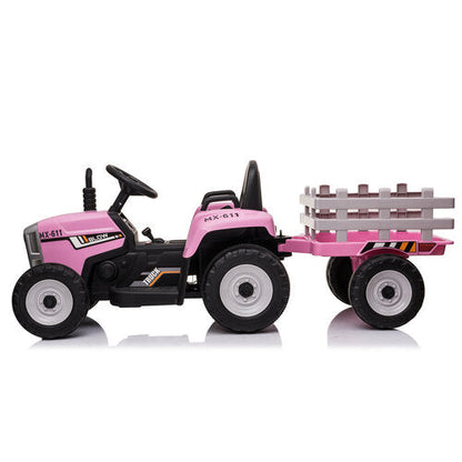 Elektrische kindertractor met aanhanger 12V Roze