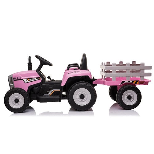 Electric children's tractor with trailer 12V Pink