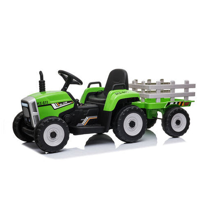 Elektrische kindertractor met aanhanger 12V Groen