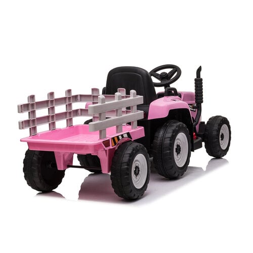 Electric children's tractor with trailer 12V Pink