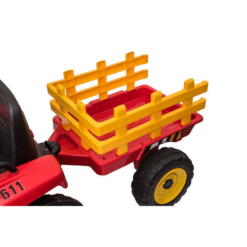 Elektrische kindertractor met aanhanger 12V Rood