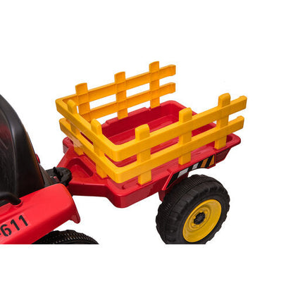 Elektrische kindertractor met aanhanger 12V Rood