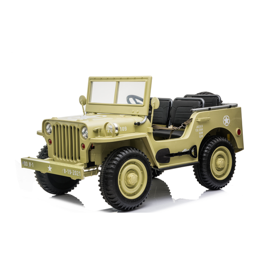 Willy’s Jeep Army 24V 3 persoons kinderauto beige
