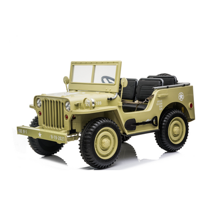 Willy’s Jeep Army 24V 3 persoons kinderauto beige