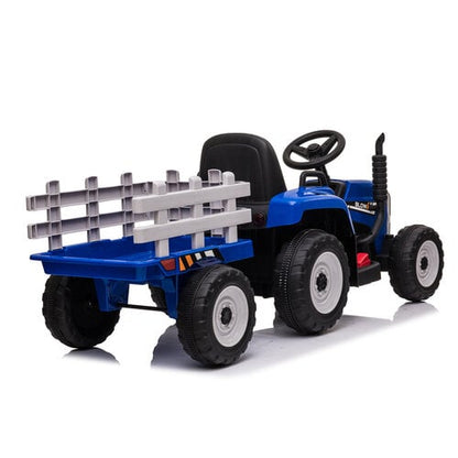 Elektrische kindertractor met aanhanger 12V Blauw