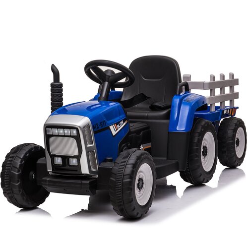 Elektrische kindertractor met aanhanger 12V Blauw